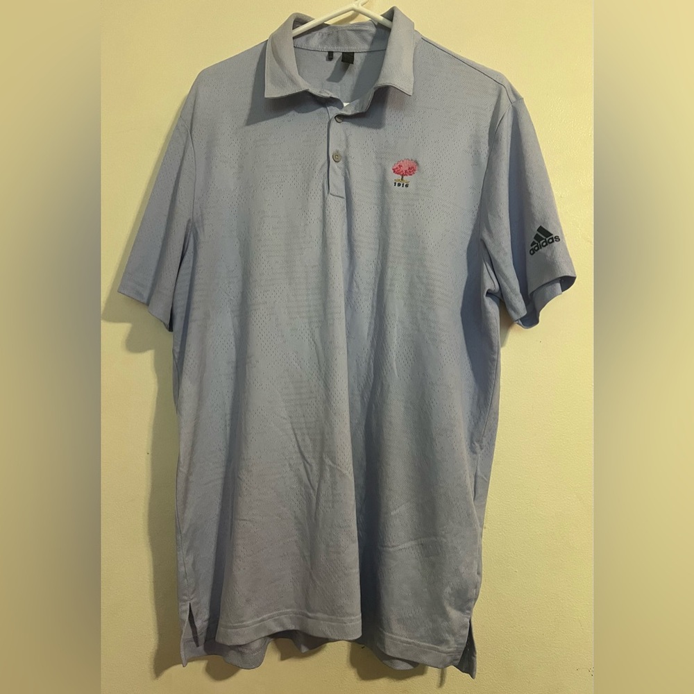 adidas Light Blue Polo with Pink Chest Emblem